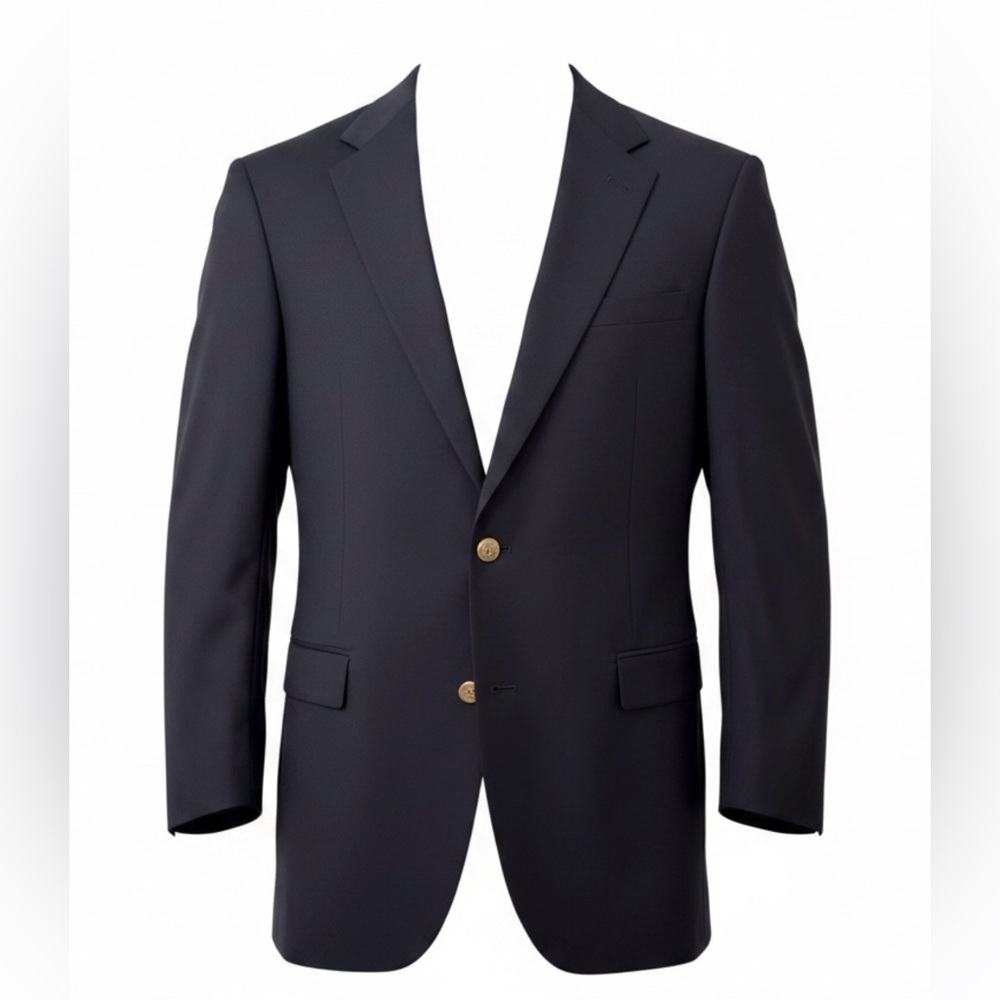 Vintage Burberrys’ Navy Wool Gold Button Blazer Mens 44XL Classic Club Sport
